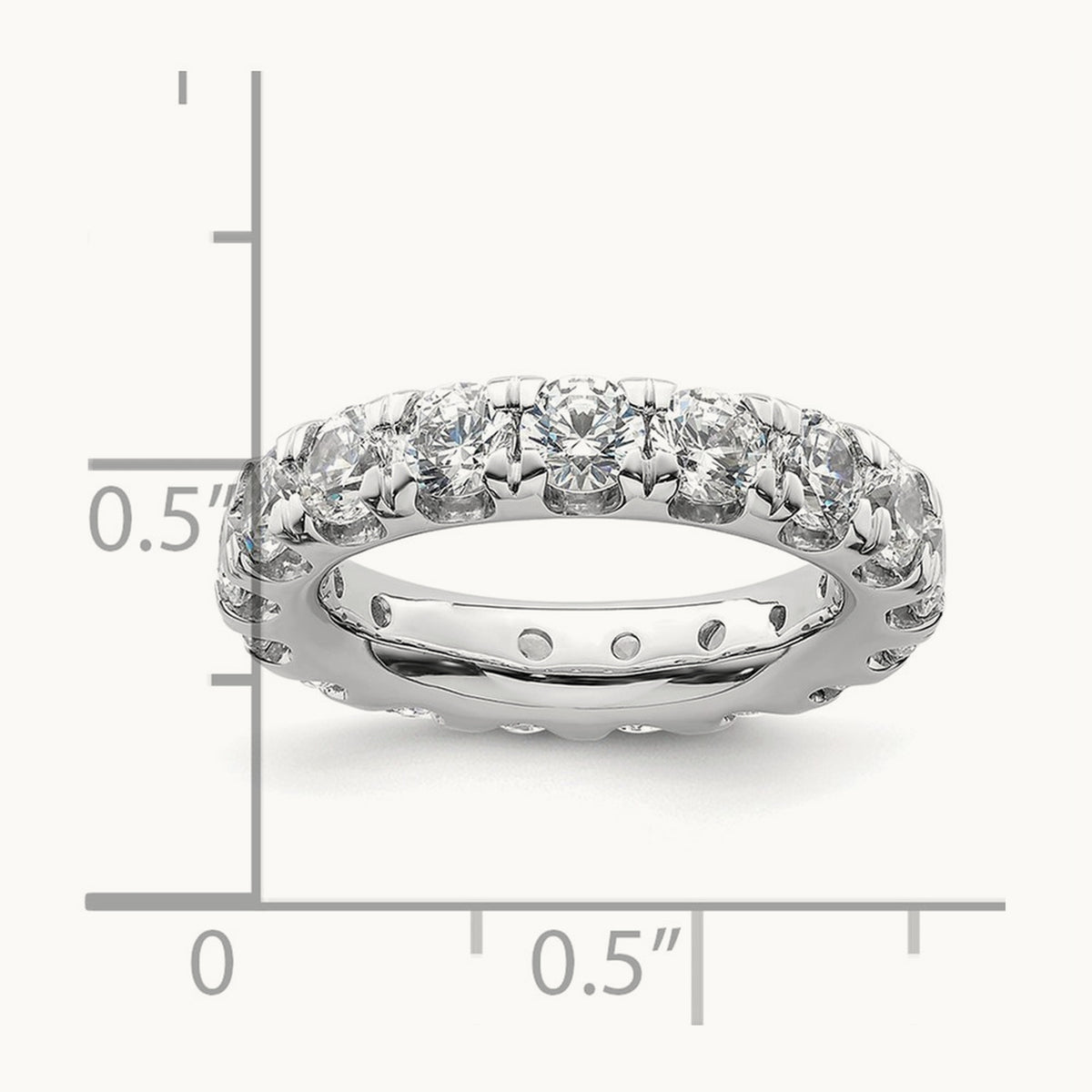 Polished U Shared Prong Diamond Eternity Band, 3.00 ct tw — 14K White Gold