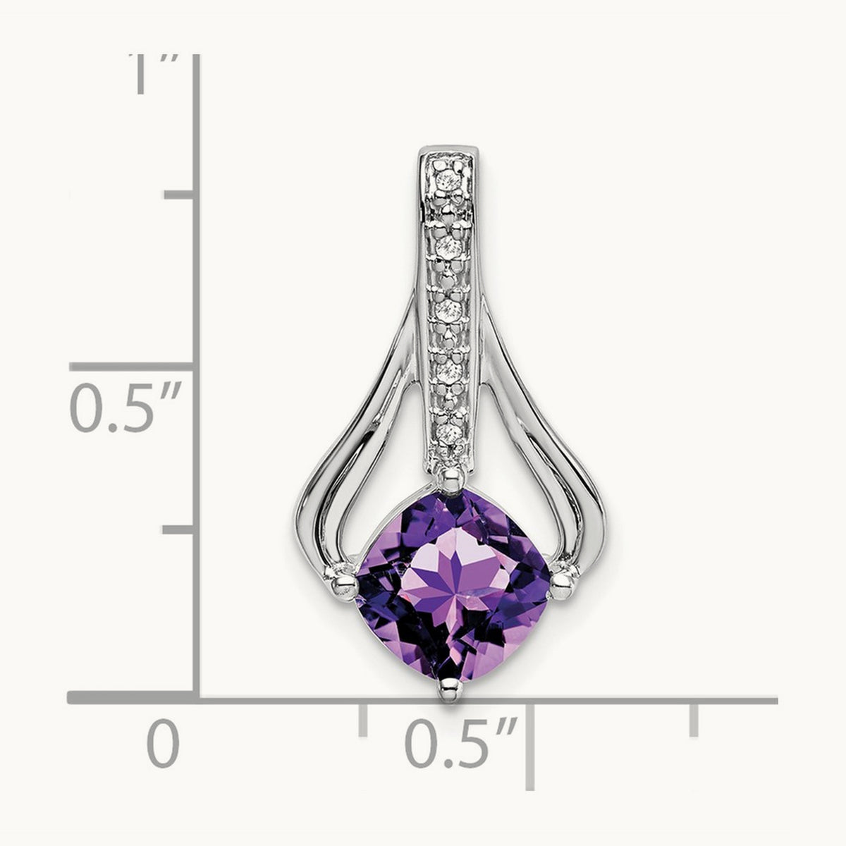 Amethyst and Diamond Pendant — 14K White Gold