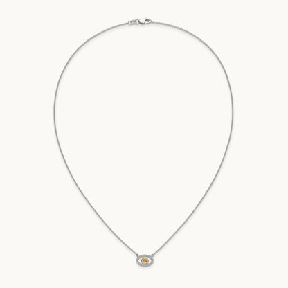 Oval Citrine and Diamond 18in. Necklace, 14K White Gold