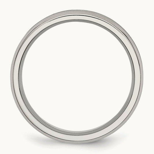 Brushed/Polished Concave Beveled Edge Band, 6mm, Stainless Steel
