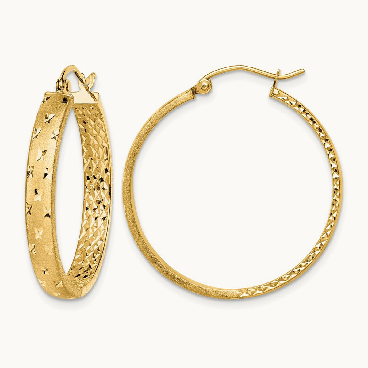 Polished Diamond-cut In/Out Hoop Earrings — 30mm