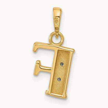 Diamond Letter F Initial Pendant, 14K with Rhodium