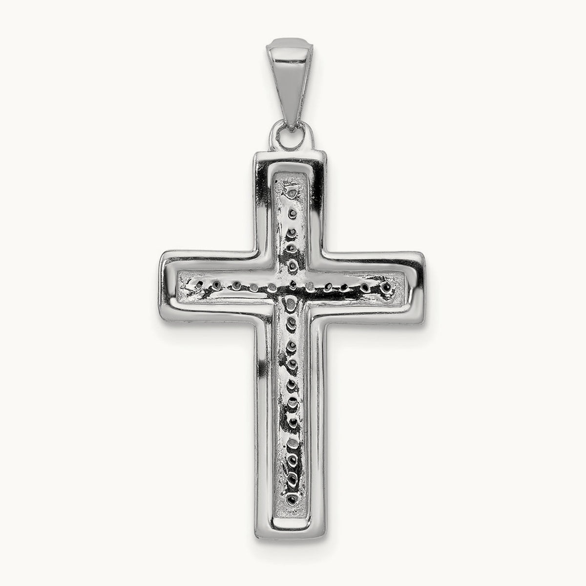 Large Diamond Cross Pendant — 14K White Gold