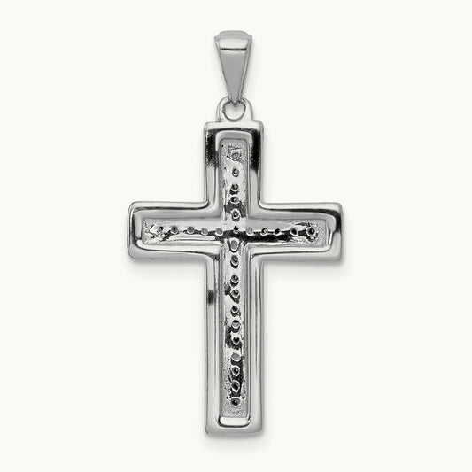 Large Diamond Cross Pendant — 14K White Gold