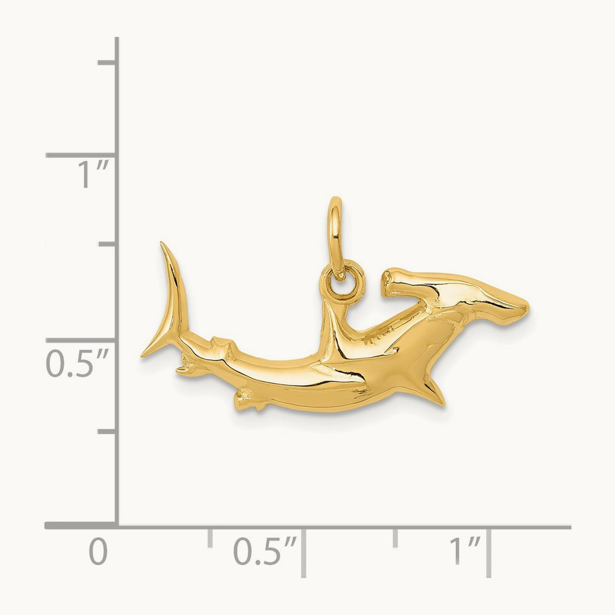 Hammerhead Shark Charm, 14K