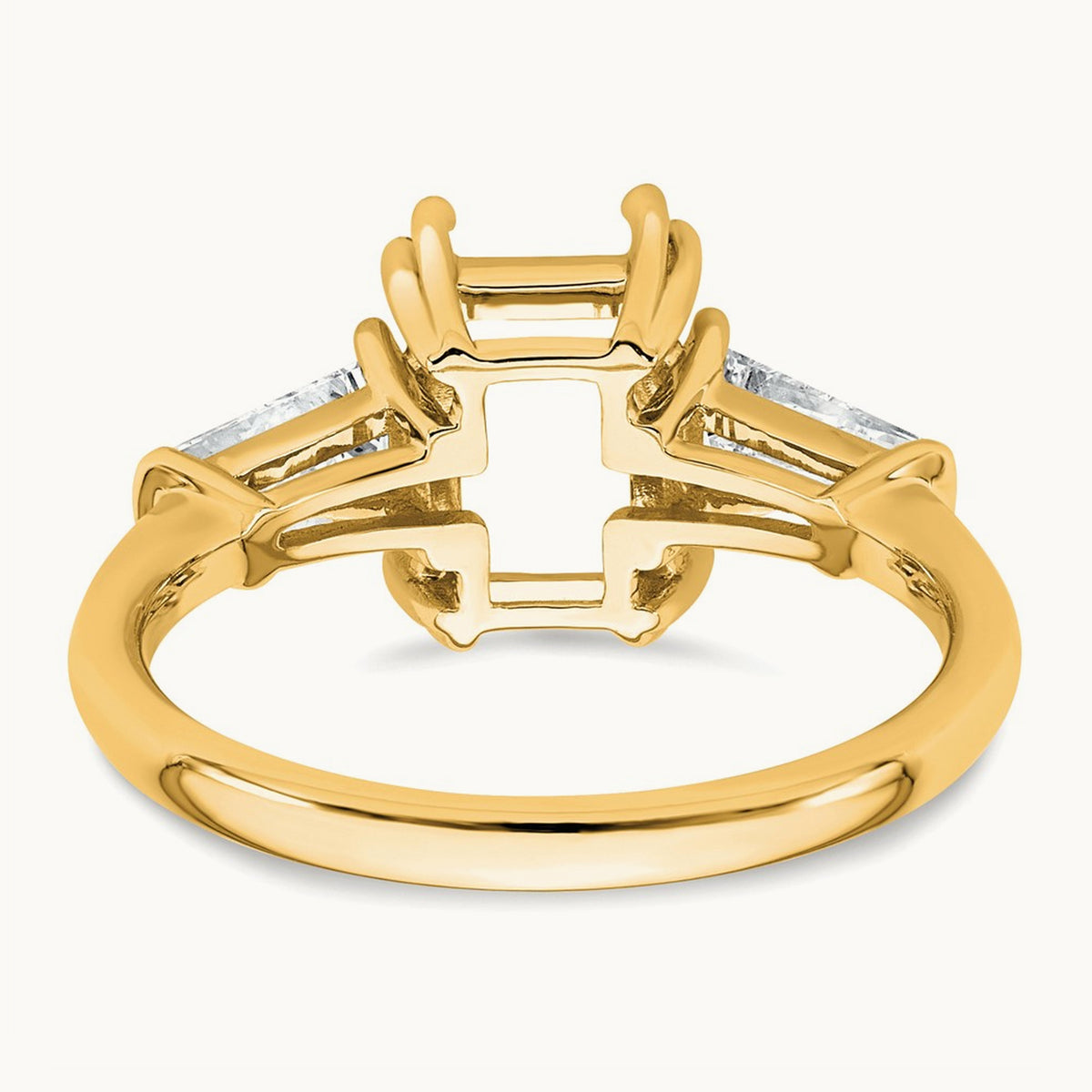 Emerald Center Semi-Mount Engagement Ring — 14K Yellow Gold, 7/8 ct, 7