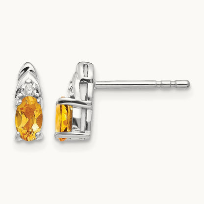 Citrine and Diamond Post Earrings — photo set