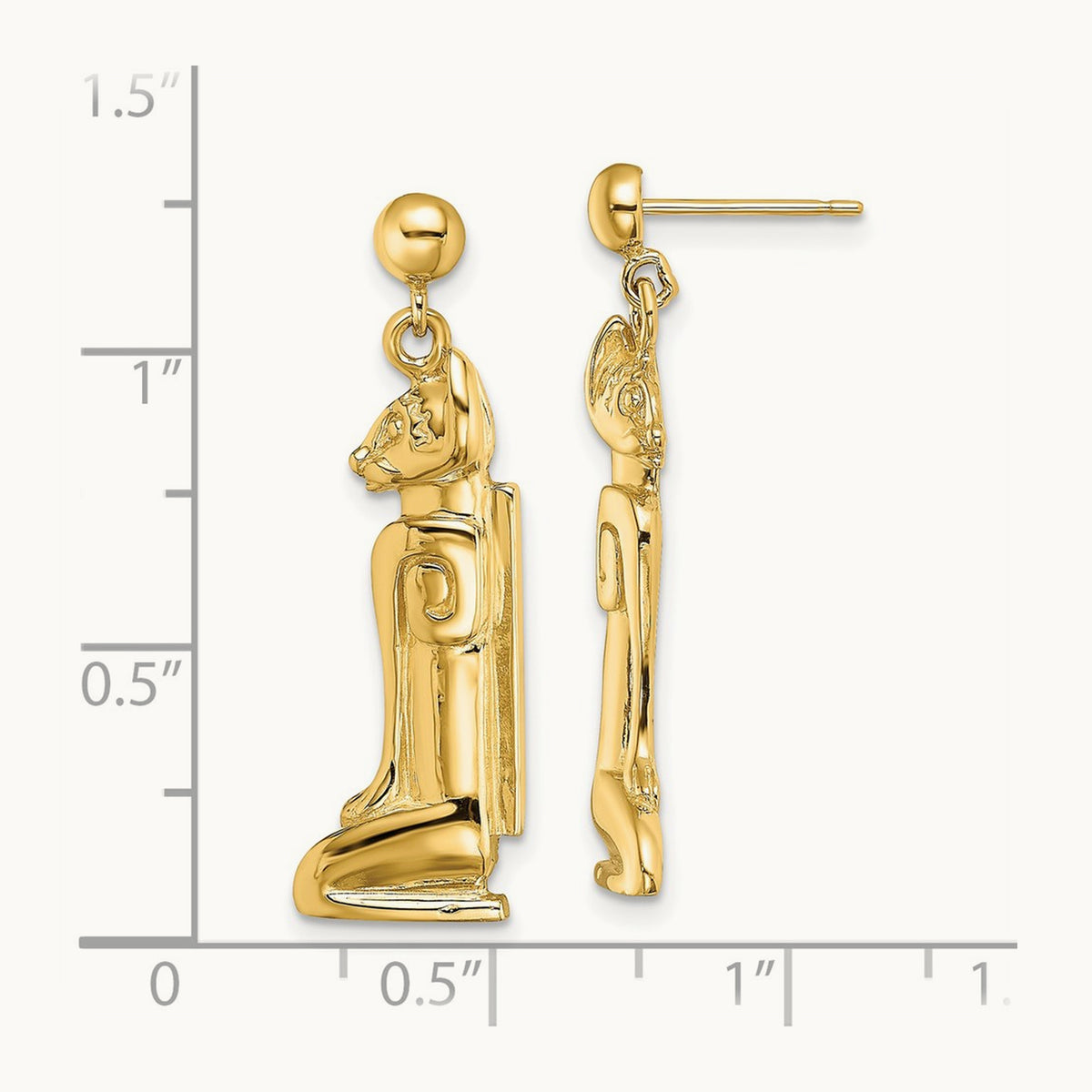 2-D MARCO ISLAND Cat Dangle Earrings, 14K