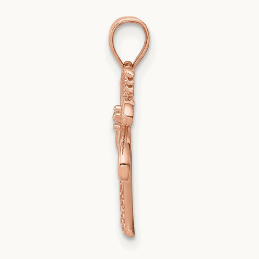 Polished Palm Tree Pendant — 14K Rose Gold