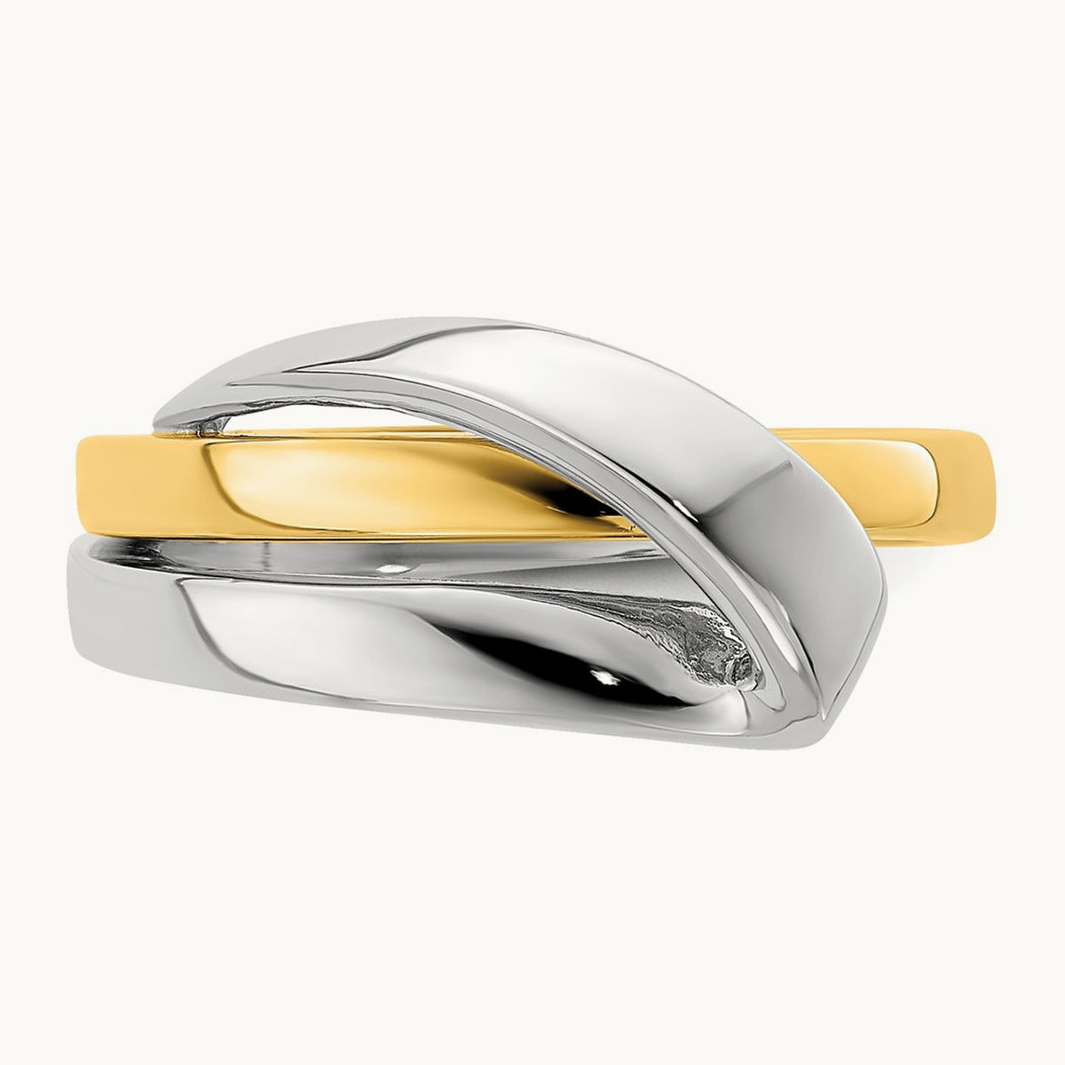 Polished with Folded Design Band — 14K Two-Tone Gold