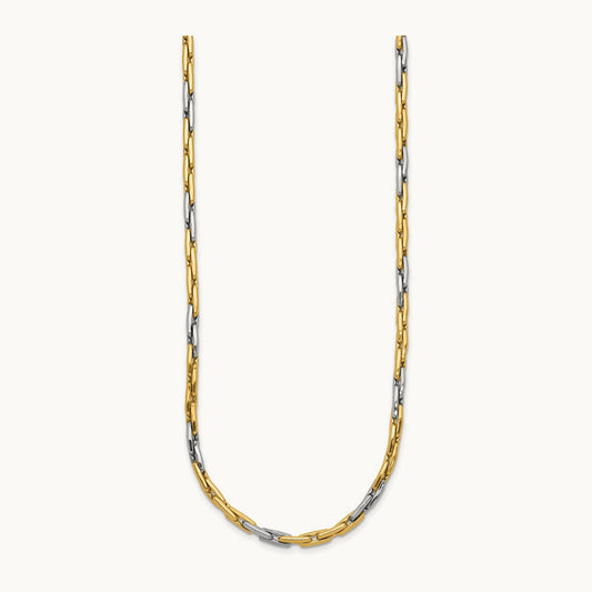 Polished Fancy Link Necklace, 14K Two-tone