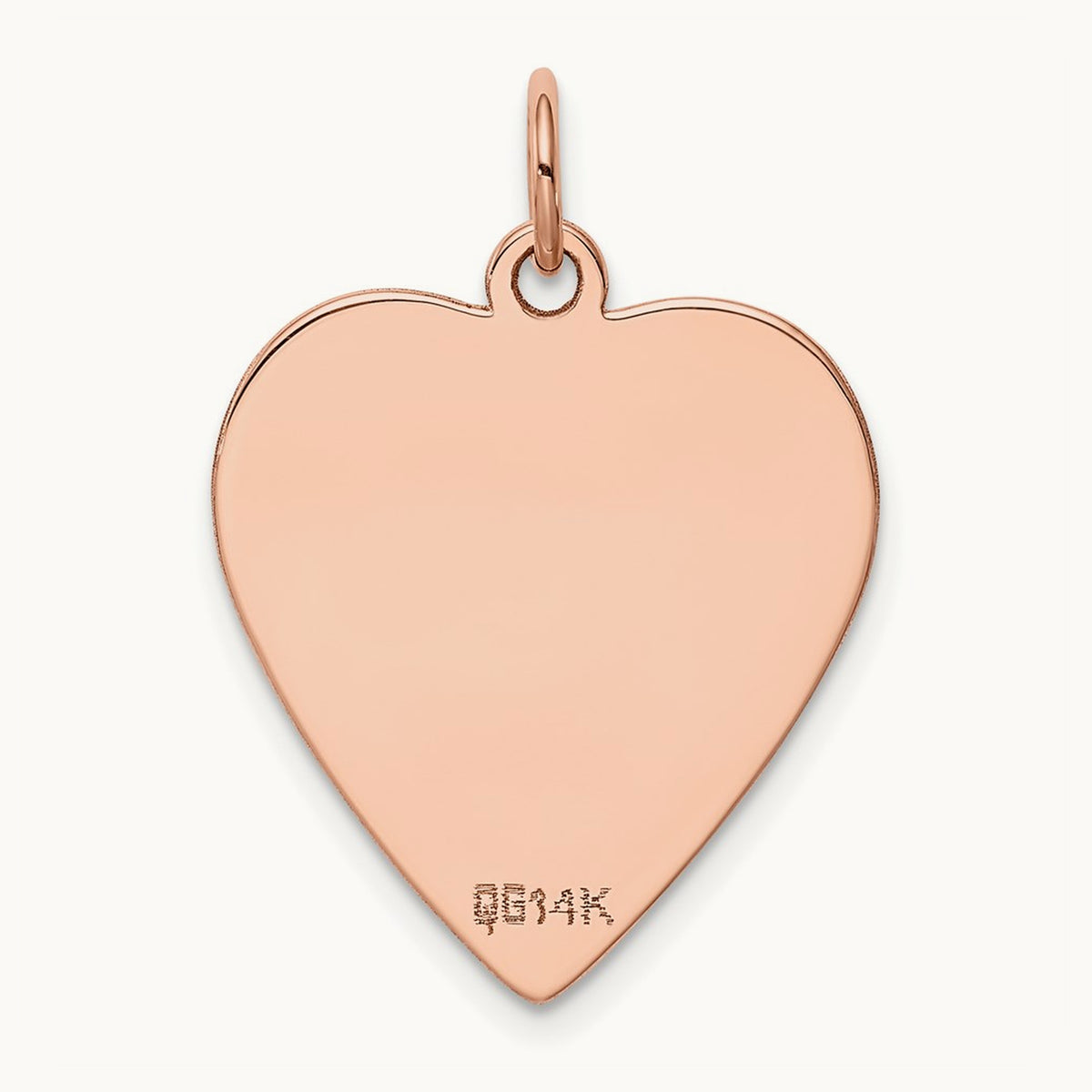 Plain .027 Gauge Engraveable Heart Disc Charm — 14K Rose Gold, 27mm