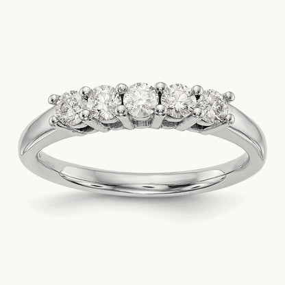 5-Stone Diamond Band, 14K White Gold