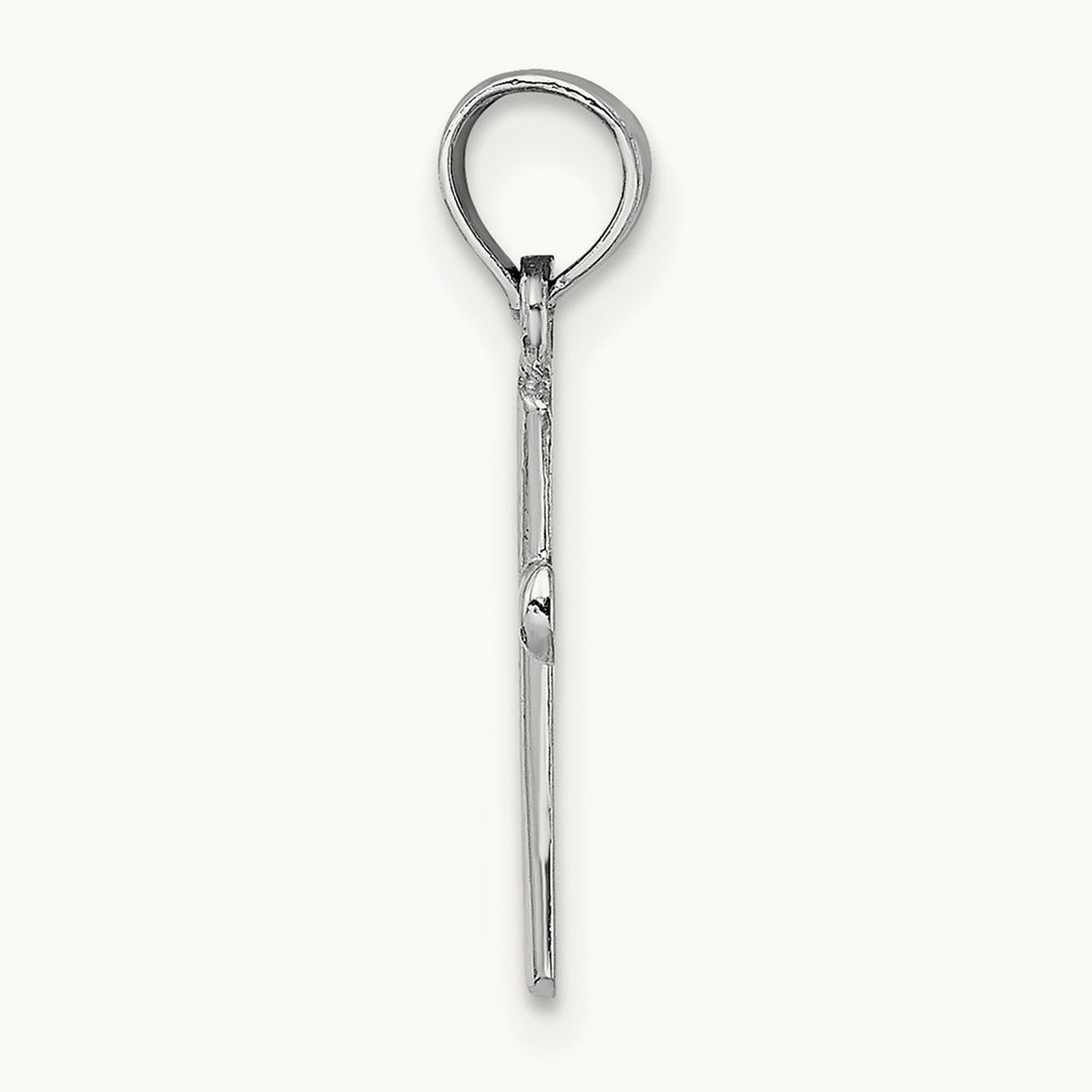Polished Beveled Cross w/ Round Tips Charm — 14K White Gold, 17.8mm