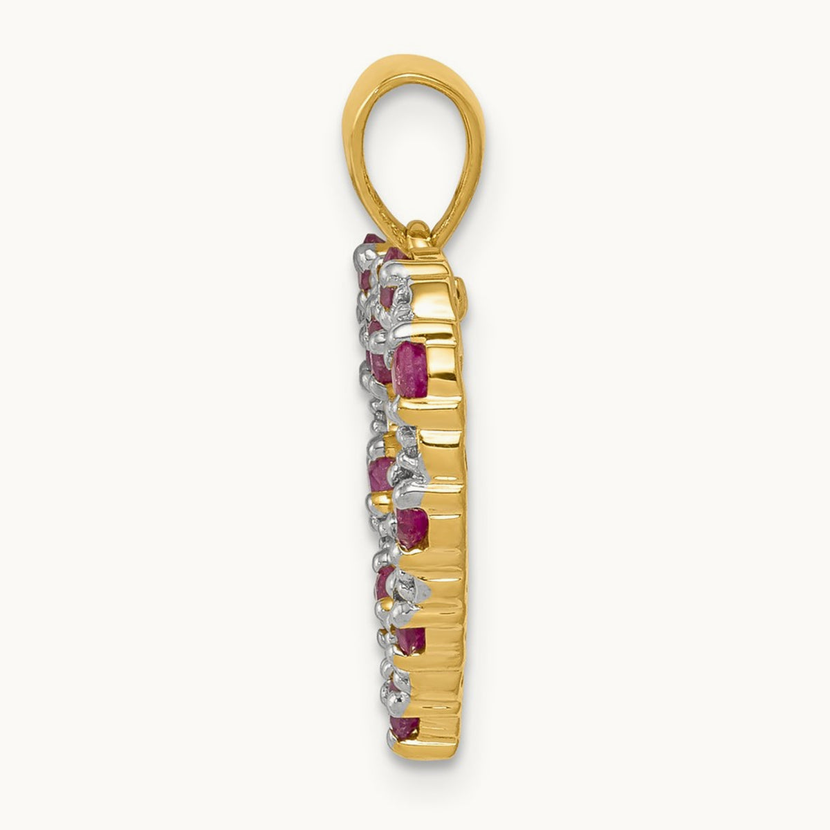 Diamond and .35 Ruby Heart Pendant — 14K Yellow Gold