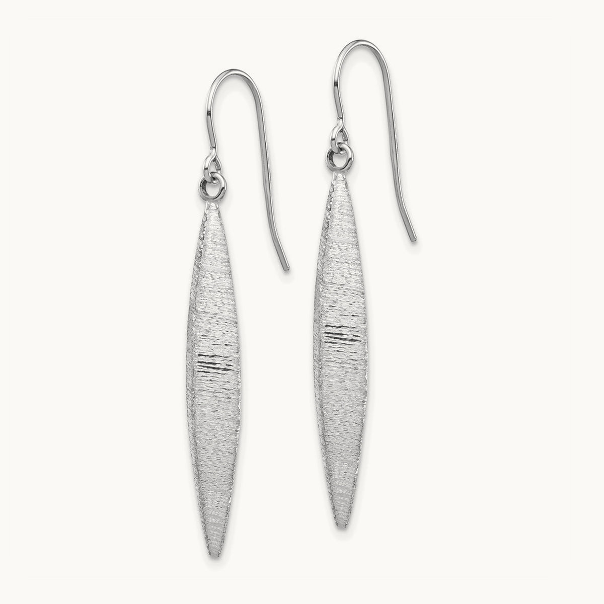 Brushed Dangle Earrings — 14K White Gold