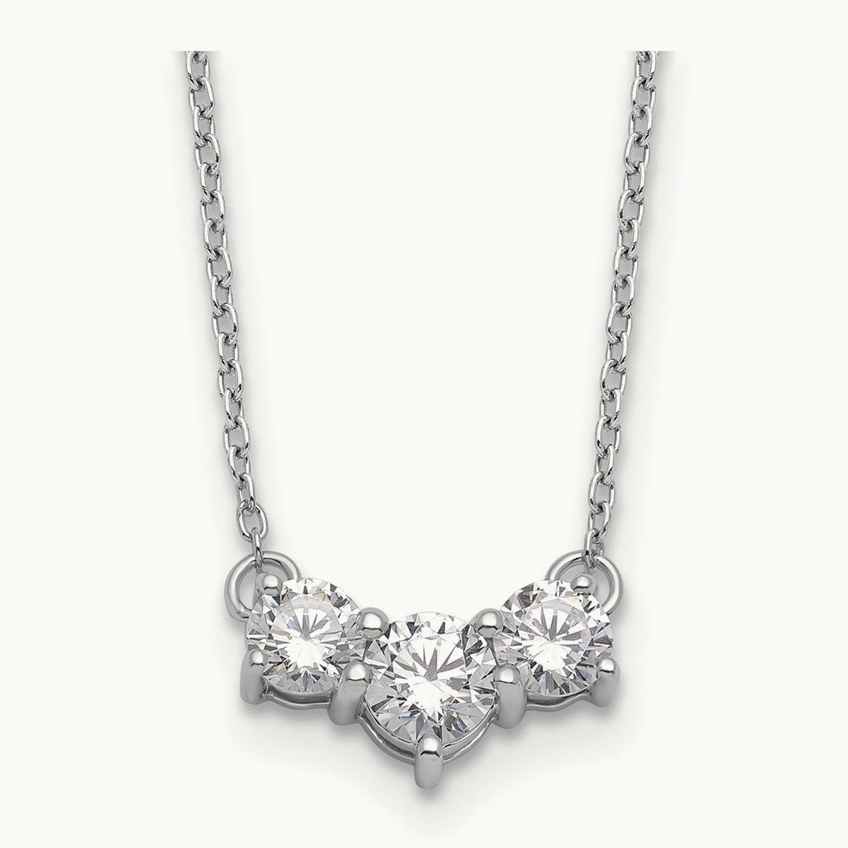 3 Stone Necklace, 0.75-1.50 ct tw Lab-Grown Diamond — 14K White Gold