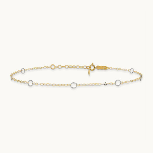 Circle 10in Plus 1in ext Anklet, 14K Two-tone