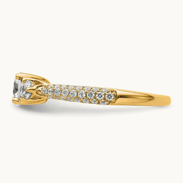 Round 3 Stone Engagement Ring, 0.50-3.75 ct tw Lab-Grown Diamond — 1/2 ct, VS (Best), 14K Yellow Gold