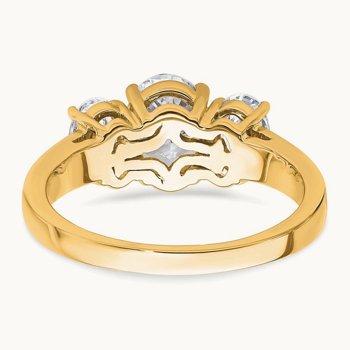Oval 3 Stone Engagement Ring, 1.25-3.50 ct tw Lab-Grown Diamond — 3 ct, 14K Yellow Gold