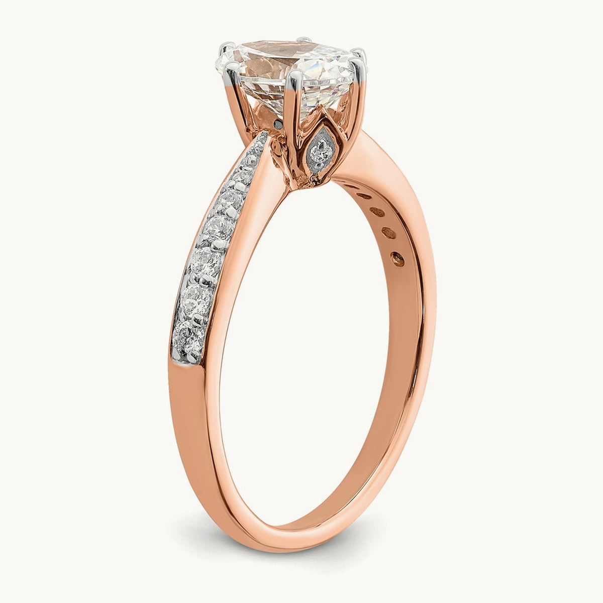Oval Leaf Design Semi-Mount Ring — 1 ct, 7