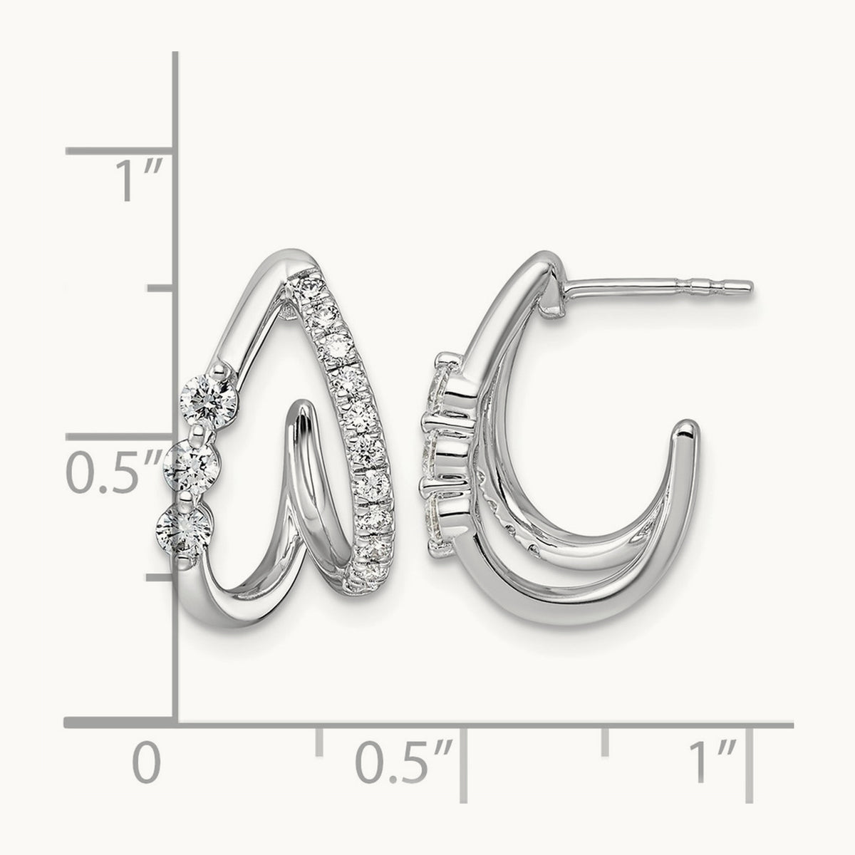 Post Fashion J-Hoop Earrings, 0.50 ct tw Lab-Grown Diamond