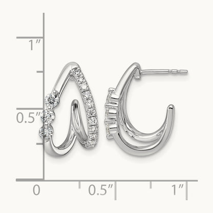 Post Fashion J-Hoop Earrings, 0.50 ct tw Lab-Grown Diamond