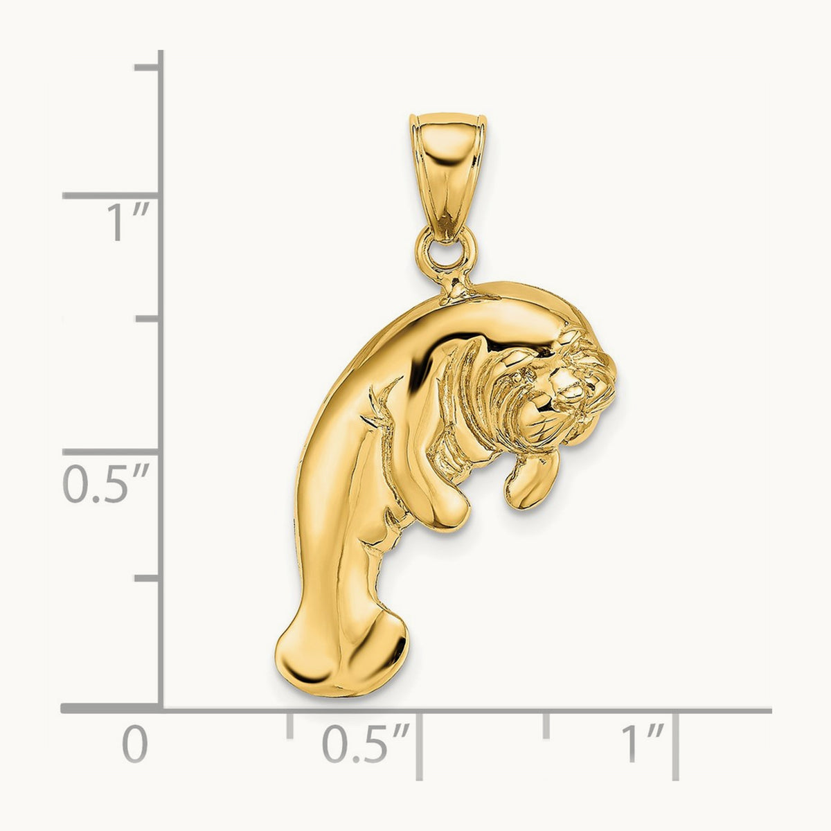 2-D Polished Manatee Charm, 14K