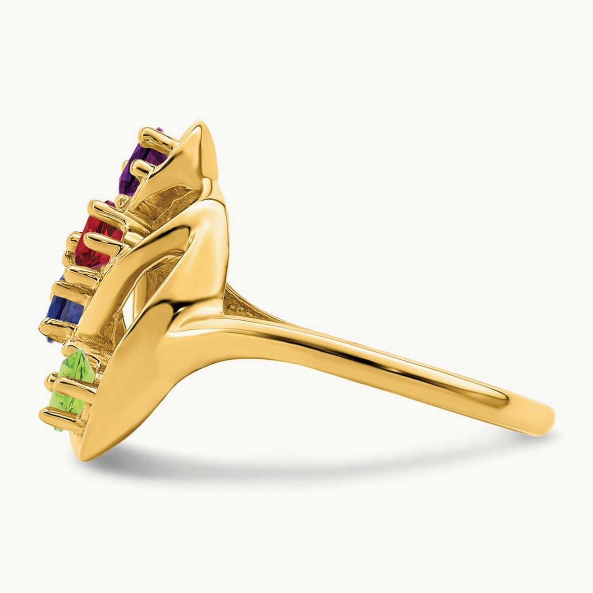 Genuine 4 Stone Mother's Ring, 14K