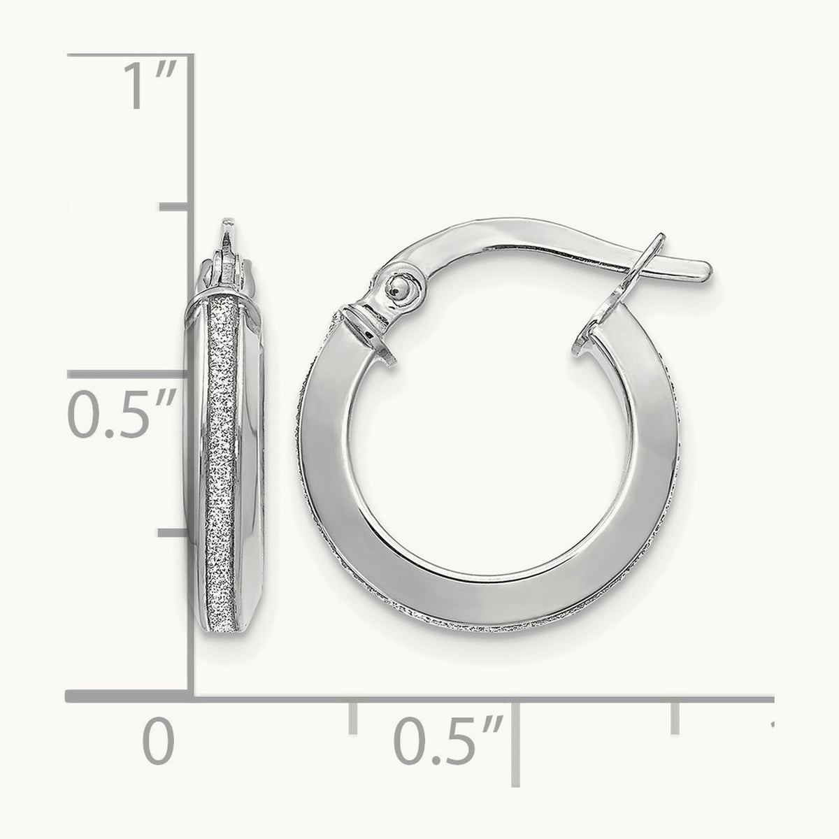Polished Glimmer Infused Hoop Earrings — 14K White Gold, 14.5mm