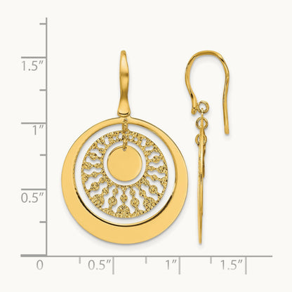 Polished and Diamond-cut Circles Dangle Earrings, 14K — Leslie's