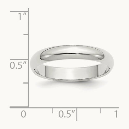 Half Round Band, 4mm, 10K White Gold