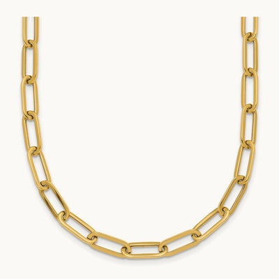 Polished Paper Clip Link Necklace, 4.75mm, 14K