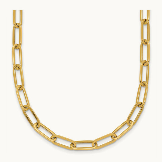 Polished Paper Clip Link Necklace, 4.75mm, 14K