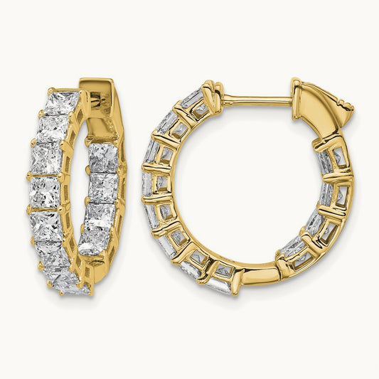 Princess in/Out Hoop Earrings, 4.00 ct tw Lab-Grown Diamond — 14K Yellow Gold
