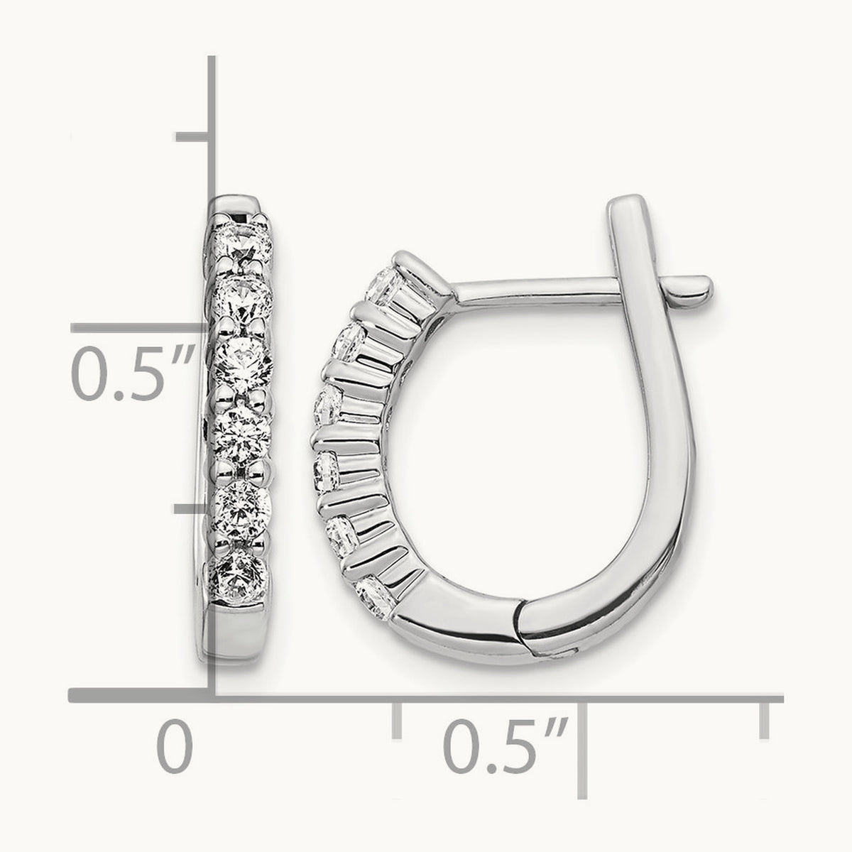 Diamond Hinged Hoop Earrings — 14K White Gold, 17mm