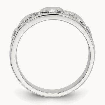 Claddagh Band, 14K White Gold