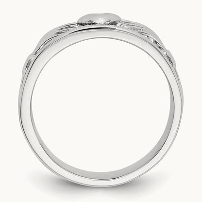 Claddagh Band, 14K White Gold