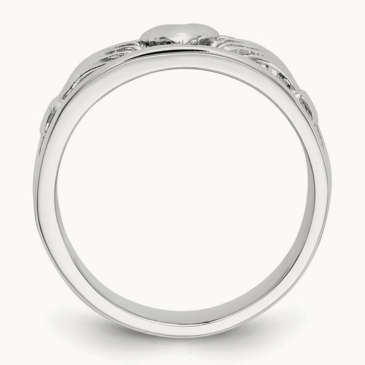 Claddagh Band, 14K White Gold