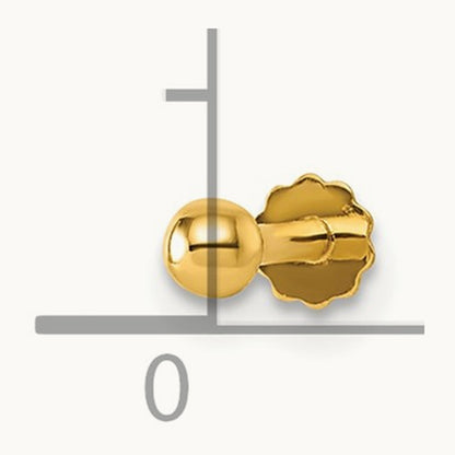 Polished Ball 16 Gauge Labret Stud, 3mm, 14K