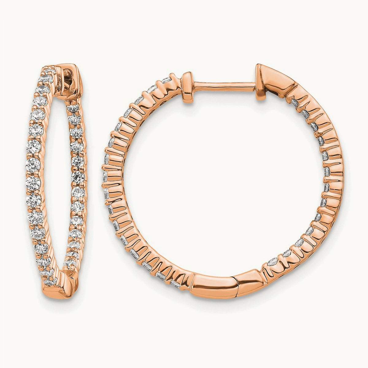 In/Out Hoop Earrings, 0.50 ct tw Lab-Grown Diamond — 14K Rose Gold