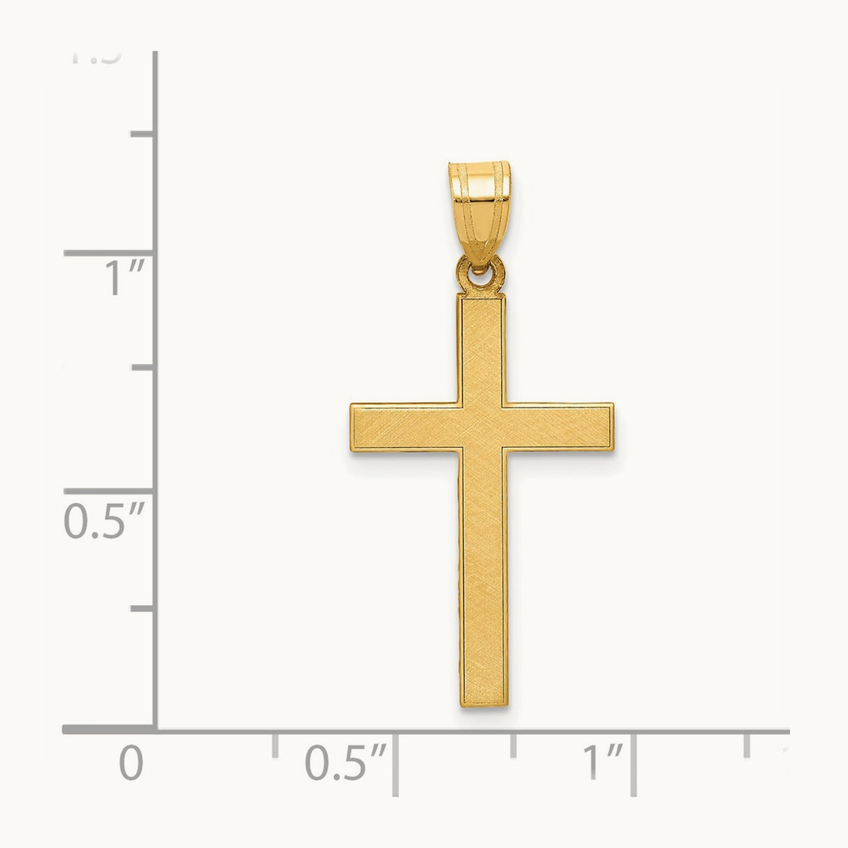 Florentine Satin Cross Pendant — 14K Yellow Gold, 28mm