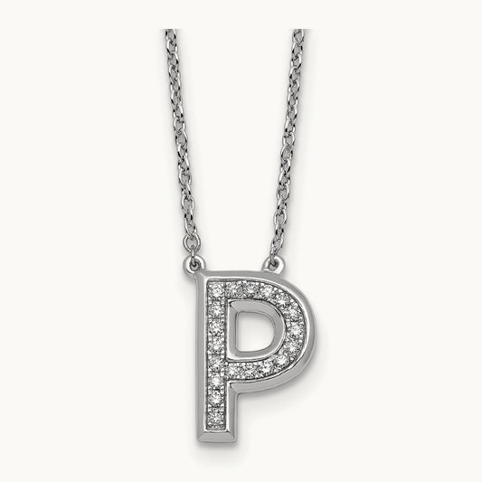 Initial P Necklace, 0.20 ct tw Lab-Grown Diamond