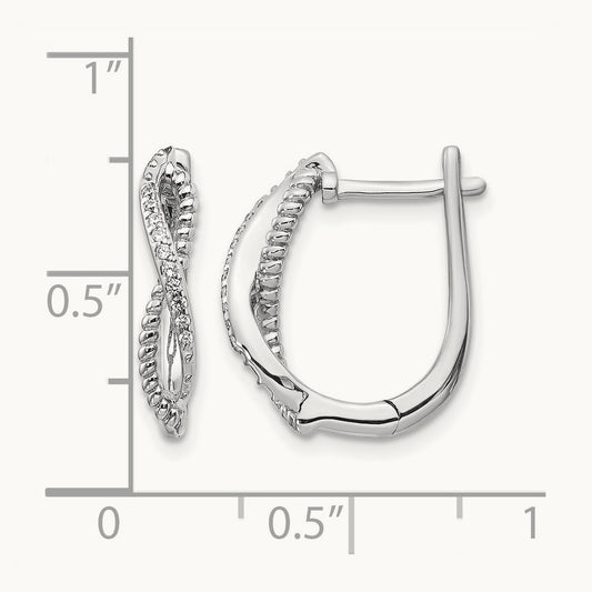 Diamond and Twisted Rope Hinged Post Earrings — 14K White Gold