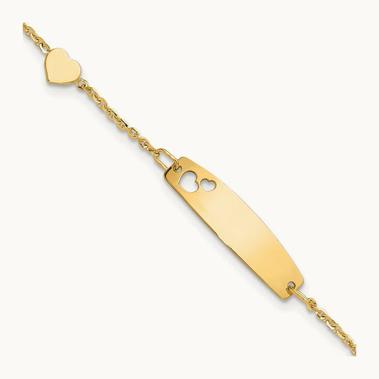 Polished Heart Children's ID Bracelet, 14K