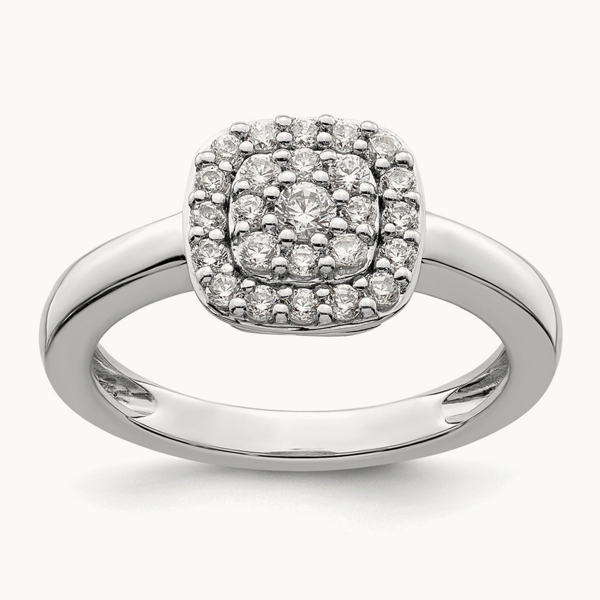 Square Halo Ring — 14K White Gold, 7