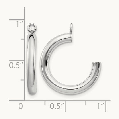 Polished Tube Hoop Earring Jackets — 14K White Gold, 29mm
