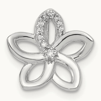 1/20ct. Diamond Flower Chain Slide, 14K White Gold