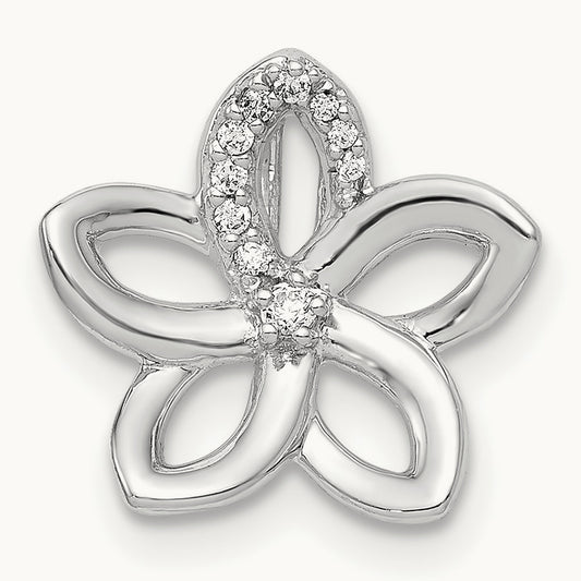 1/20ct. Diamond Flower Chain Slide, 14K White Gold