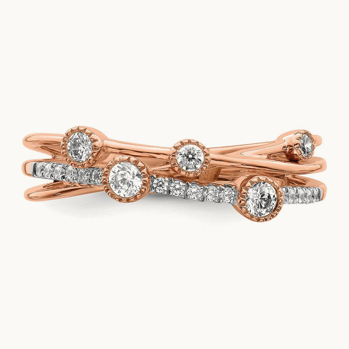 Criss Cross Ring, 0.25 ct tw Lab-Grown Diamond — 14K Rose Gold